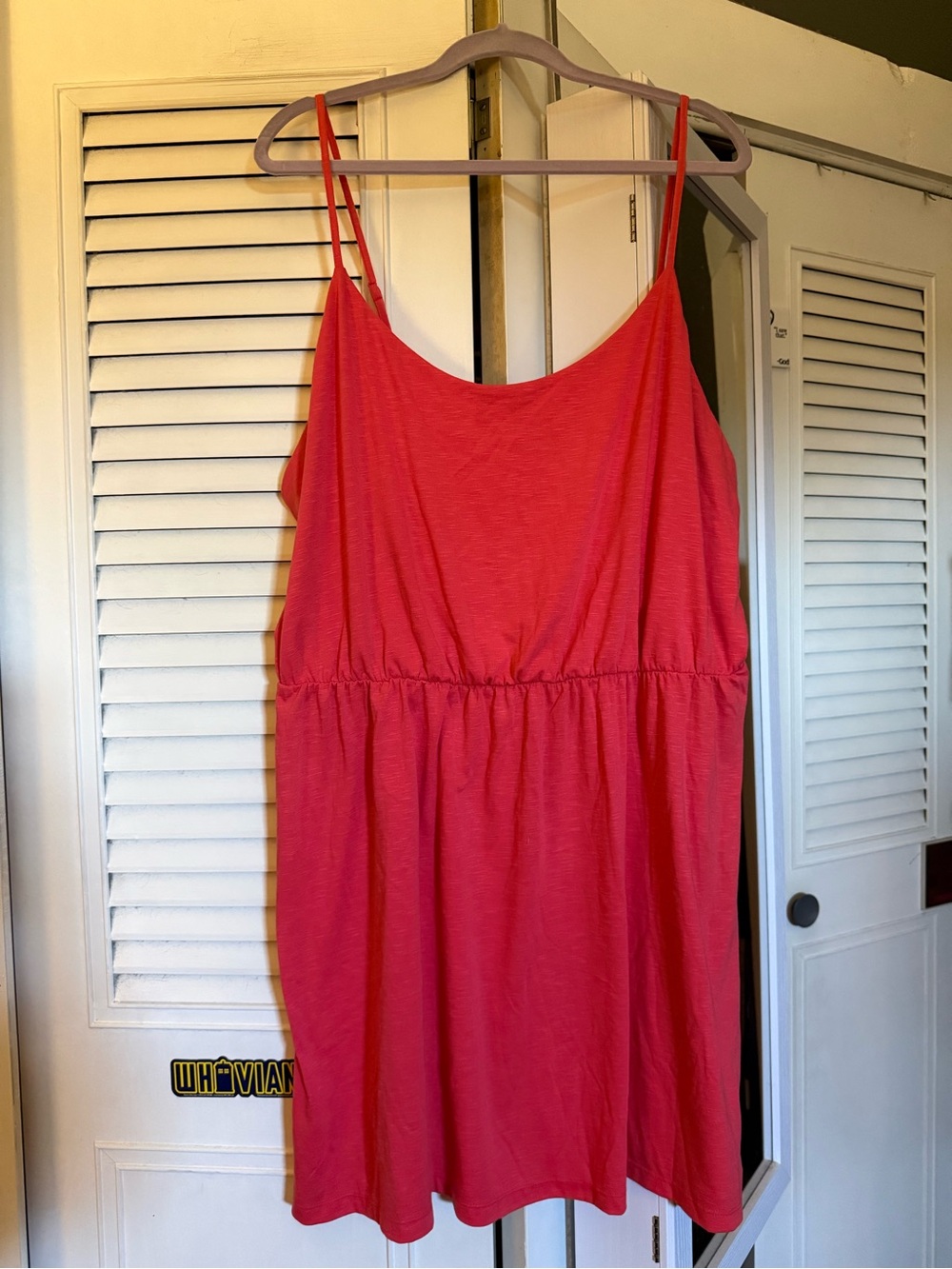 Old Navy Coral-Red Spaghetti Strap Slip Dress